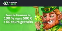 Promo de bienvenue : Jusqu’à 500 € de bonus + 50 free spins sur Cloverspin Casino !